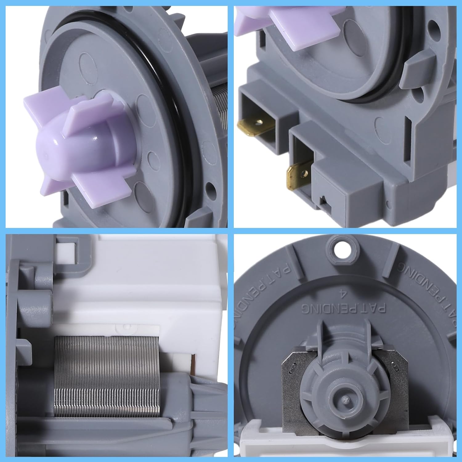 WM3488HW EAU61383506 Washer Drain Pump Motor Compatible with L.G Washers WM3477HW WM1377HW WM3477HS WM3488HS Replaces 4681EA2001K, 2666395, AP5672153, PS7791903, EAP7791903