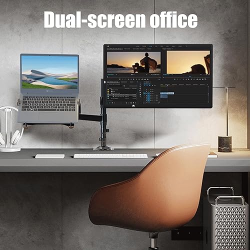 Miniatura 8 de Soporte de bandeja de montaje para portátil, accesorio de montaje en brazo, bandeja ventilada, abrazaderas expandibles para portátiles de 17 pulgadas