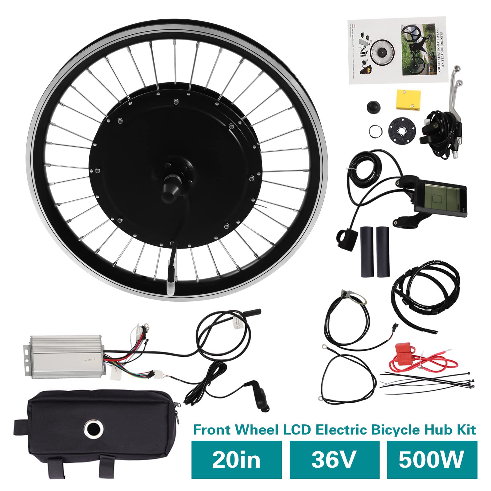 20Zoll 36V 500W E-Bike Vorderrad Umbausatz LCD Motor Conversion Kit(außer Batterie)
