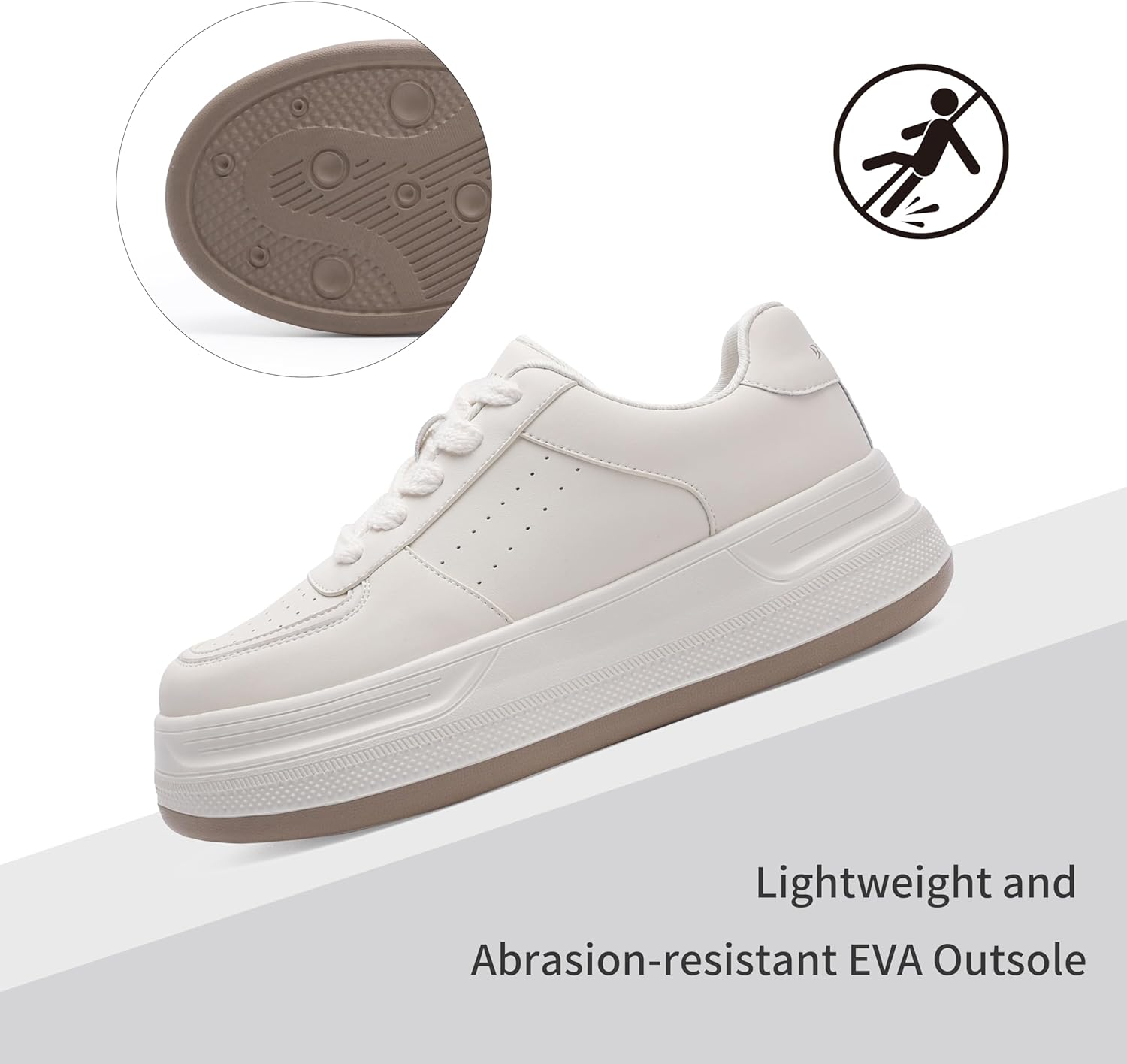 Women’s Comfortable Platform Walking Shoes Lace Up Lightweight Stylish Classic Casual Leather Fashion Sneaker - Image 6