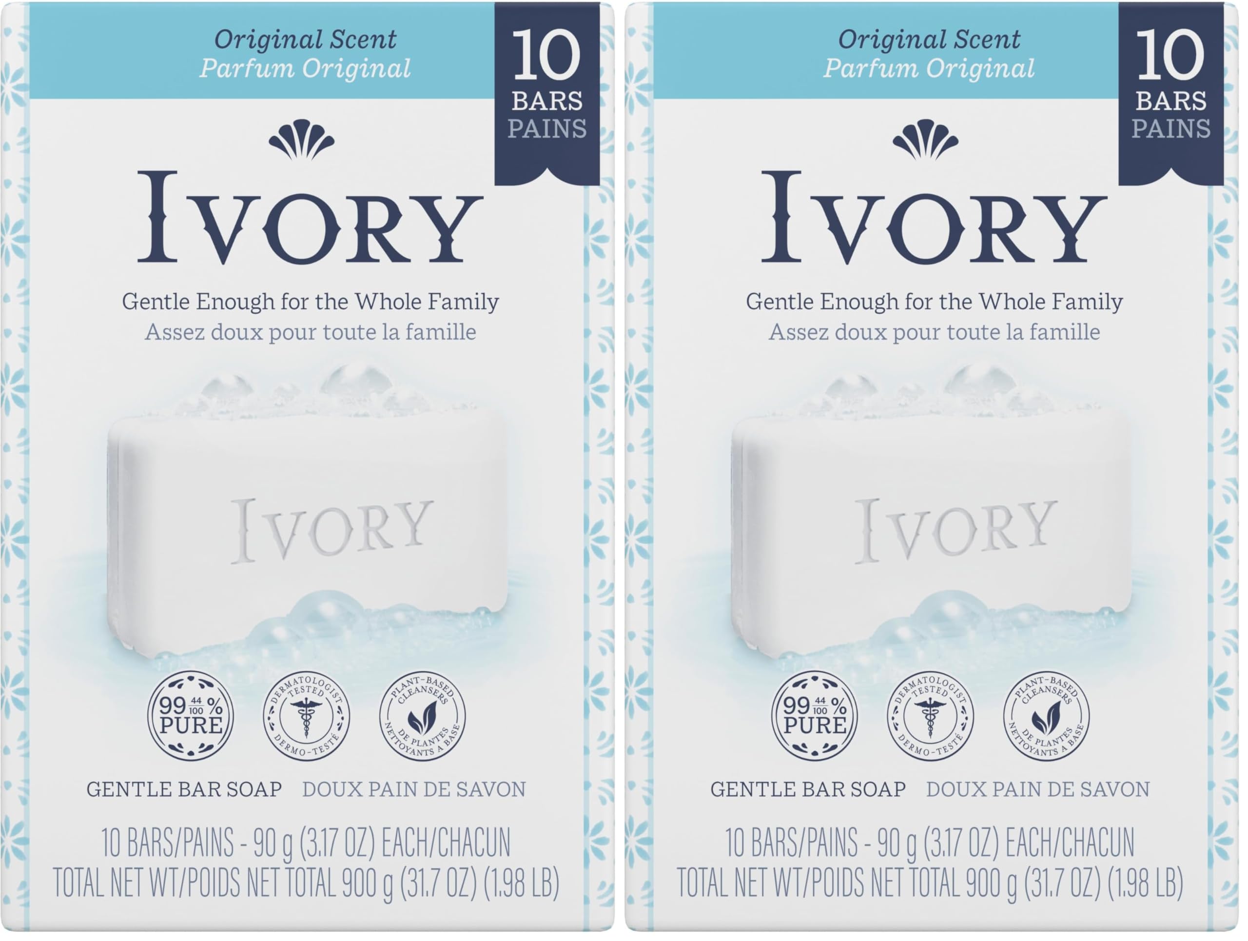 Ivory Bar Original Family Bath Bars, 3.1 Ounce, Pack of 2 (10 Bars)