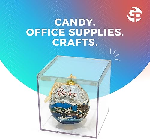 Miniatura 3 de Paquete de 8 cajas de acrílico transparente con tapas, 4 pulgadas de largo x 4 pulgadas de ancho x 4 pulgadas de alto, fabricadas en Estados Unidos,