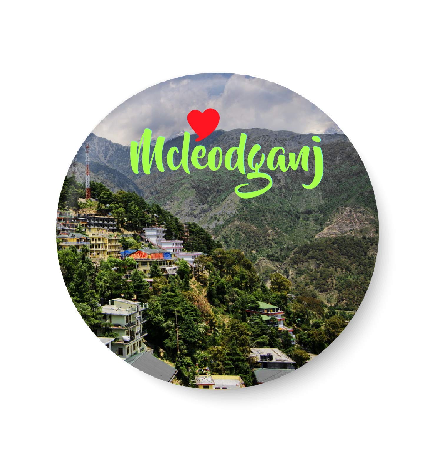 PEACOCKRIDE Love Mcleodganj I Travel Memories I I Souvenir l Travel I Fridge Magnet (Metal, Multicolour, 75mm)