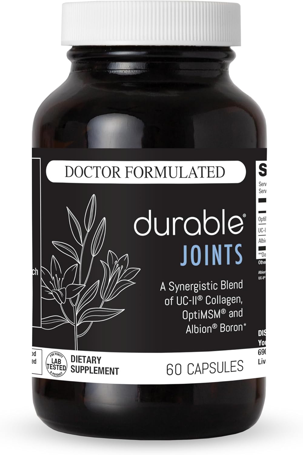Durable Joints – w/UC-II Collagen + MSM – 2X as Effective as Glucosamine-Chondroitin – Joint Comfort, Flexibility & Mobility Support – Doctor Formulated, Made in USA, 2 per Day (60 Capsules)