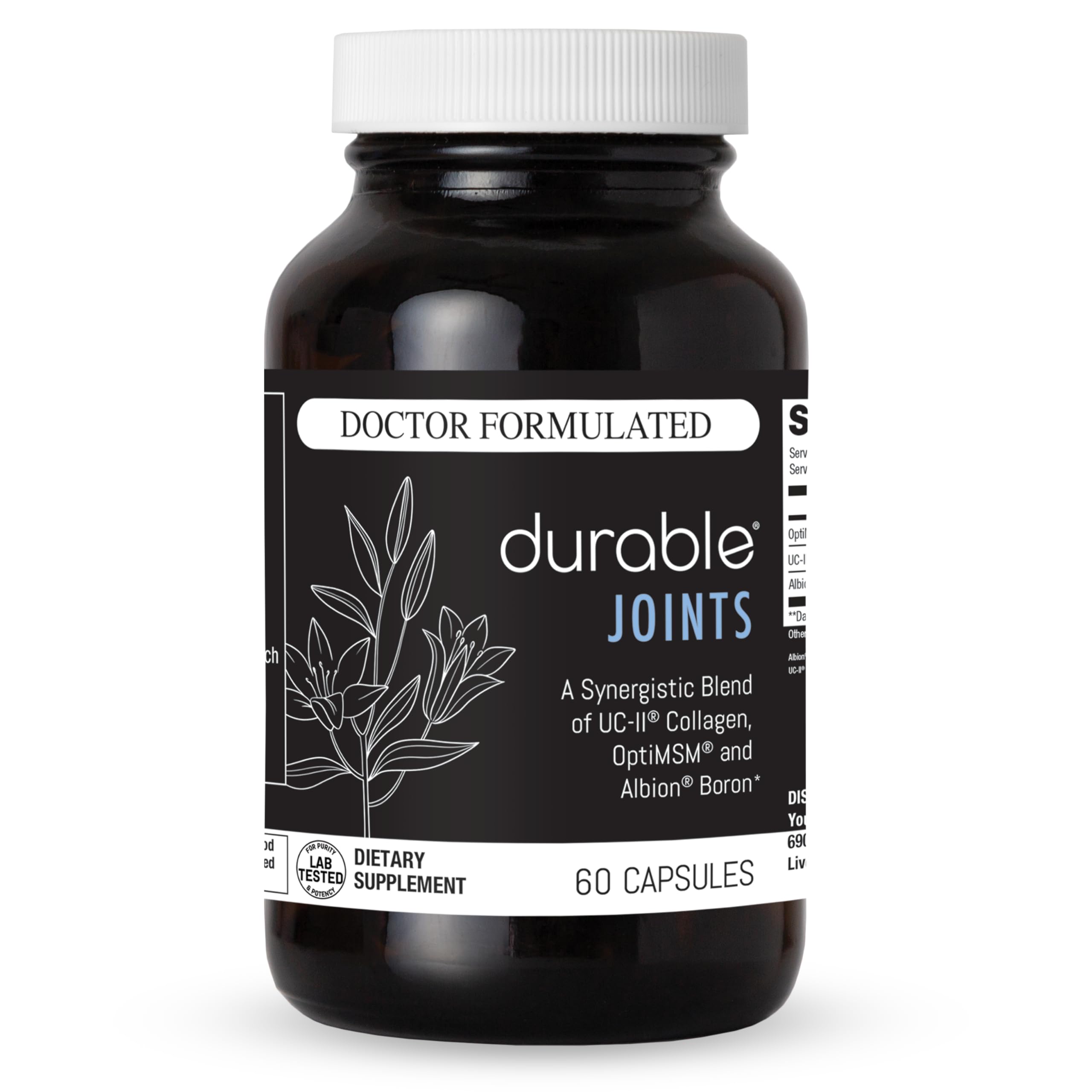 Durable Joints with UC-II Collagen & MSM, 60 Capsules, 30 Day Supply 60 Count (Pack of 1)