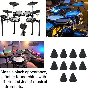 10PCS Electronic Drum Trigger Foam Cones, Shock Absorbing Spacers for E-Drum Piezo Pickup, 35mm x 37mm Black