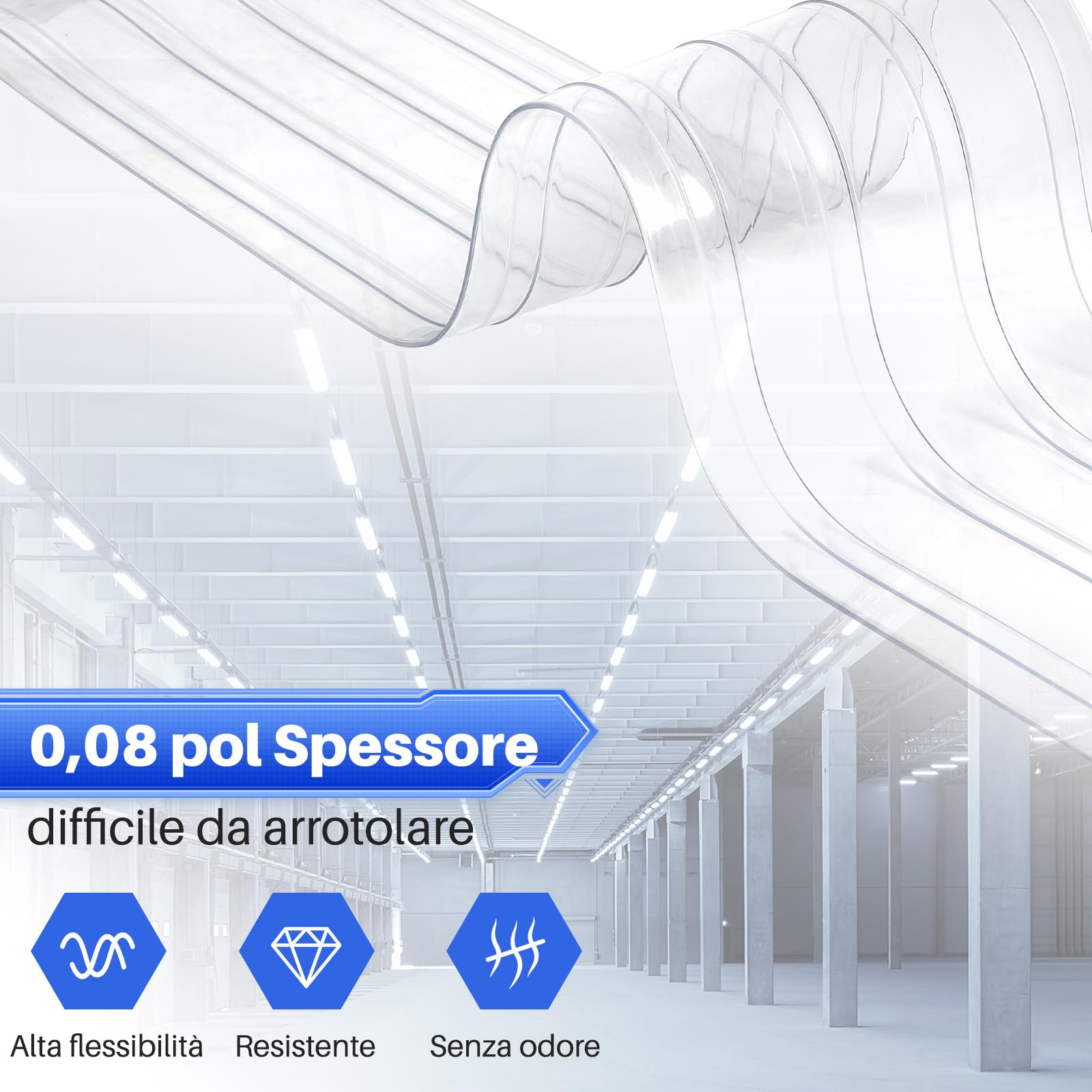 SHANNA Porte a Persiana 100 * 225cm Tenda Porta Trasparente Tenda a Strisce in PVC, Tenda AntifreddoResistente Alle iIntemperie Termica Isolante Freddo Chiusura per Magazzini, Garage e Supermercati