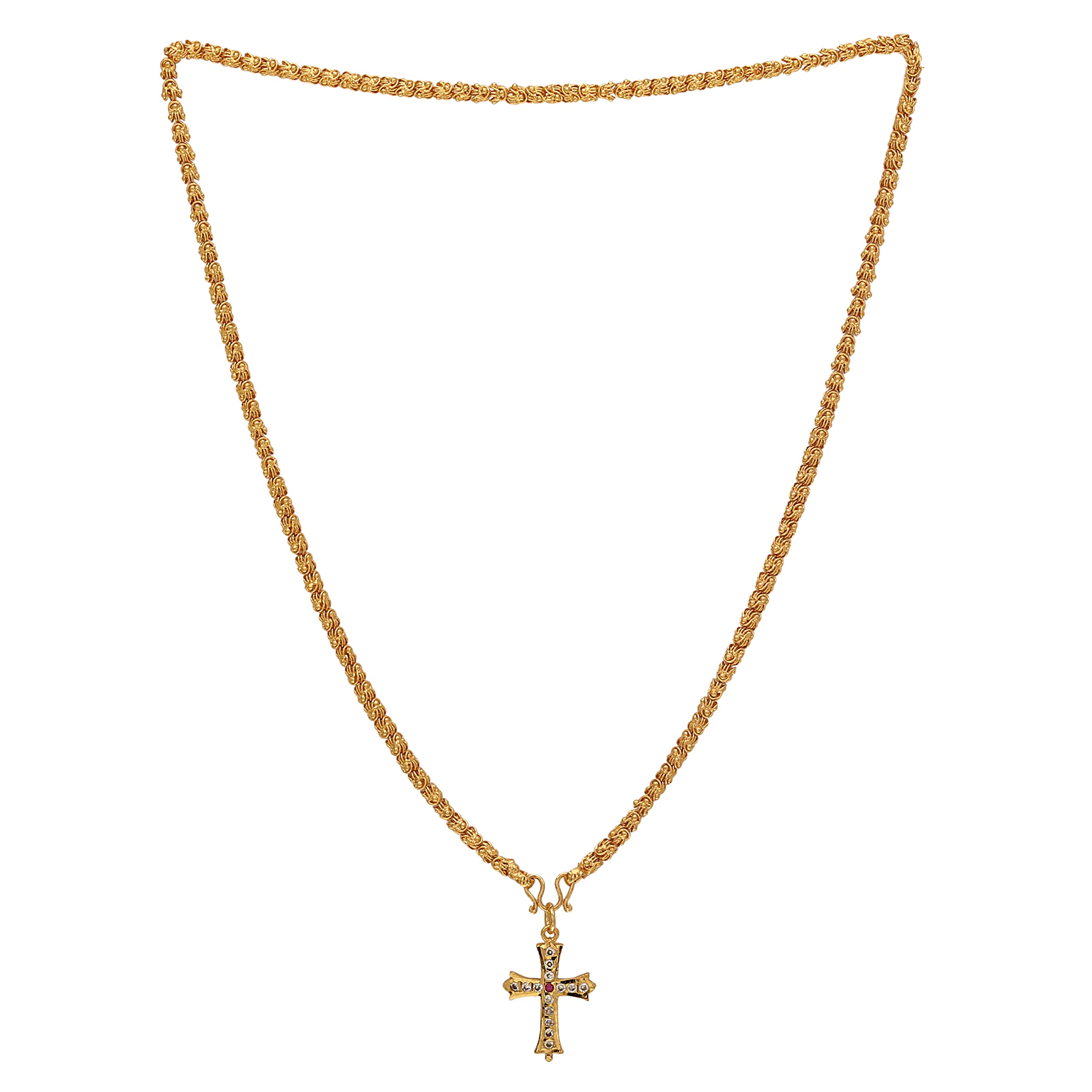 Radhas Creations Alloy 22K Yellow Gold Plated Cross Pendant Chain Necklace For Womens & Girls - Gold (B09VH49ZG6) Amazon Price History, Amazon Price Tracker