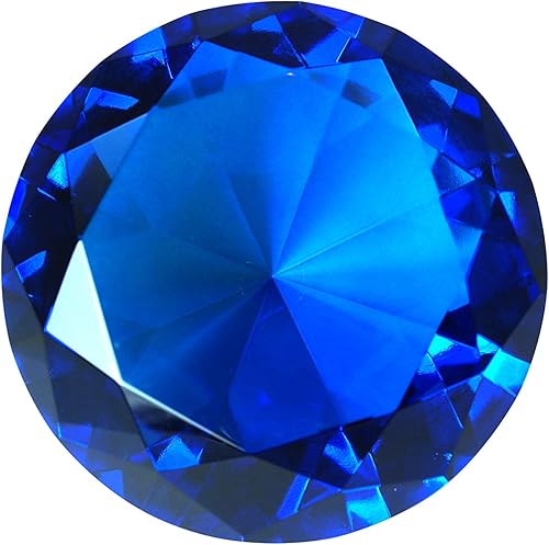 Miniatura 1 de 100% color original! Pisapapeles de cristal azul zafiro de 3.937 in con diamantes de 4 pulgadas Tripact (no pintado de color)