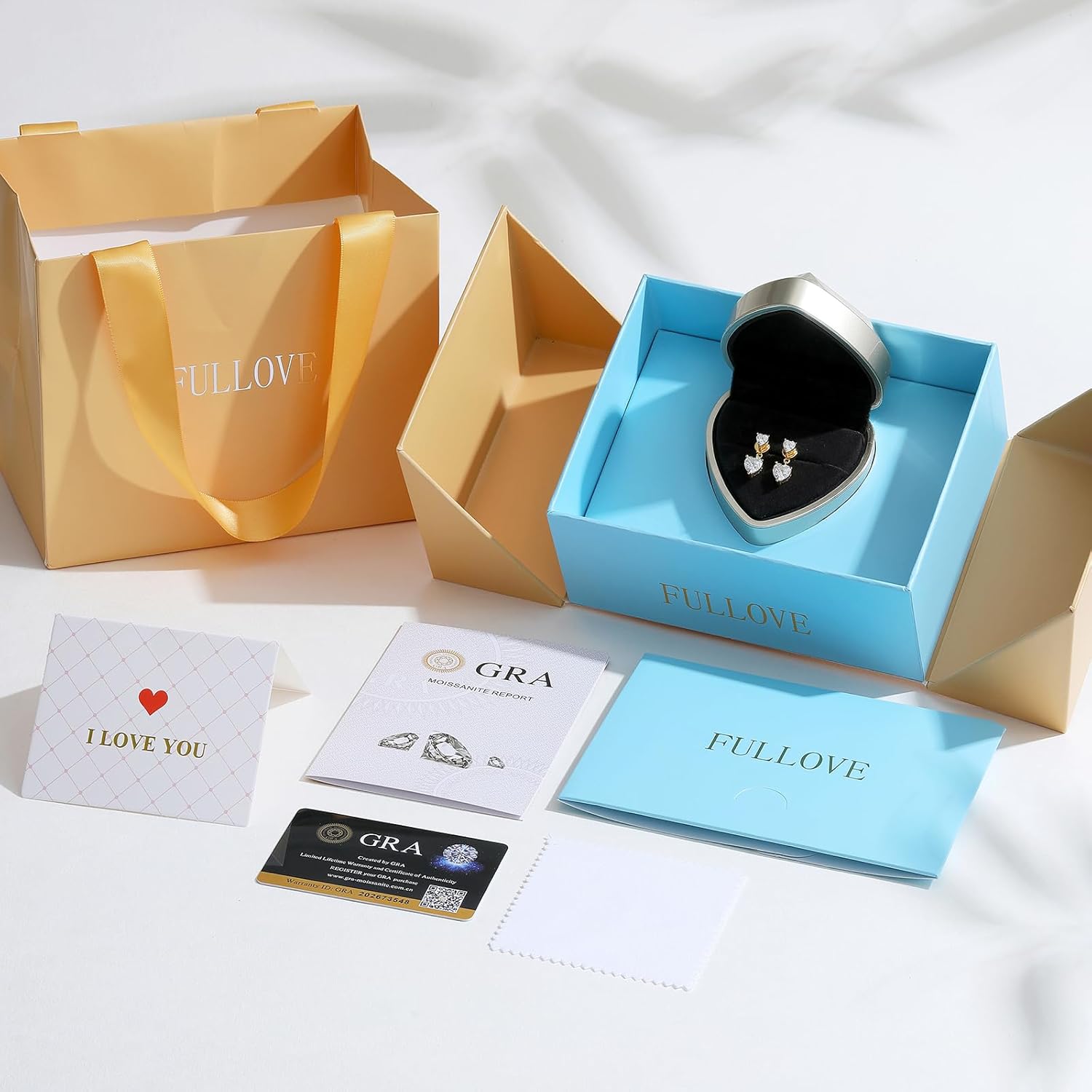 Heart Moissanite Stud Earrings For Her, 2x0.5ct Studs with 2x1.5ct Pendants, Sterling Silver Jewelry, Gifts for Wife Girlfriend Mom Daughter Women - Image 6