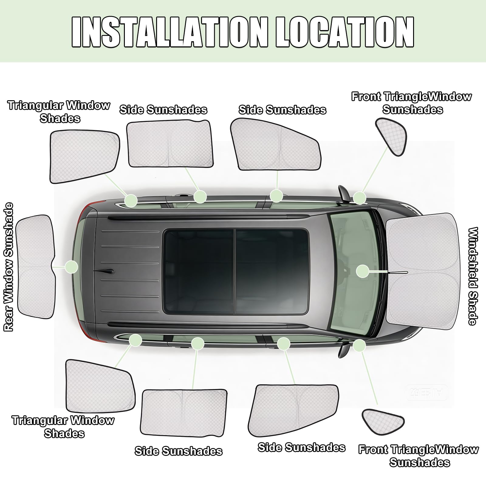 Parasol para VW Sharan 2010-2020 Parabrisas Ventanas Laterales y Trasera | YGYQZ, 100 % Opacidad, Ajuste Perfecto, Tejido de 6 Capas Reforzado, Efecto Refrescante, Protección UV, Privacidad Total