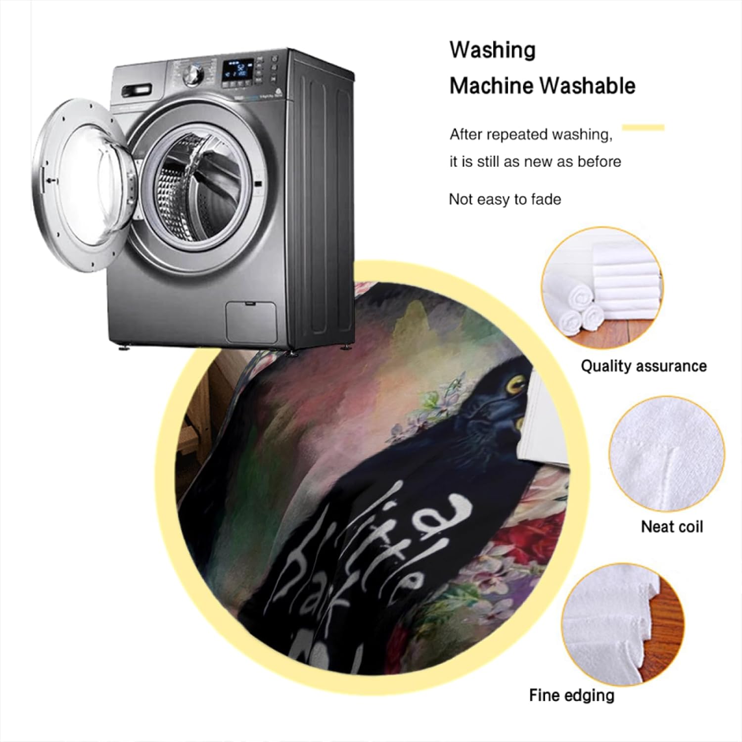 Black Cat Throw Bedroom Accessories Flannel Blanket, Soft Warm Four Seasons Bed Throw Air Conditioning Blanket Sofa Quilt (60''X50'', Black Cat) - Image 5