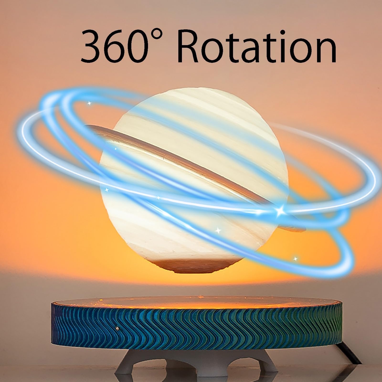 Générique Lampe Saturne Lévitante，Rotation Flottante 360°，Veilleuse 3D Magnétique，Base Lumineuse，Contrôle Tactile 3 Modes Couleur Pour Chambre Et Bureau(12cm Saturn)