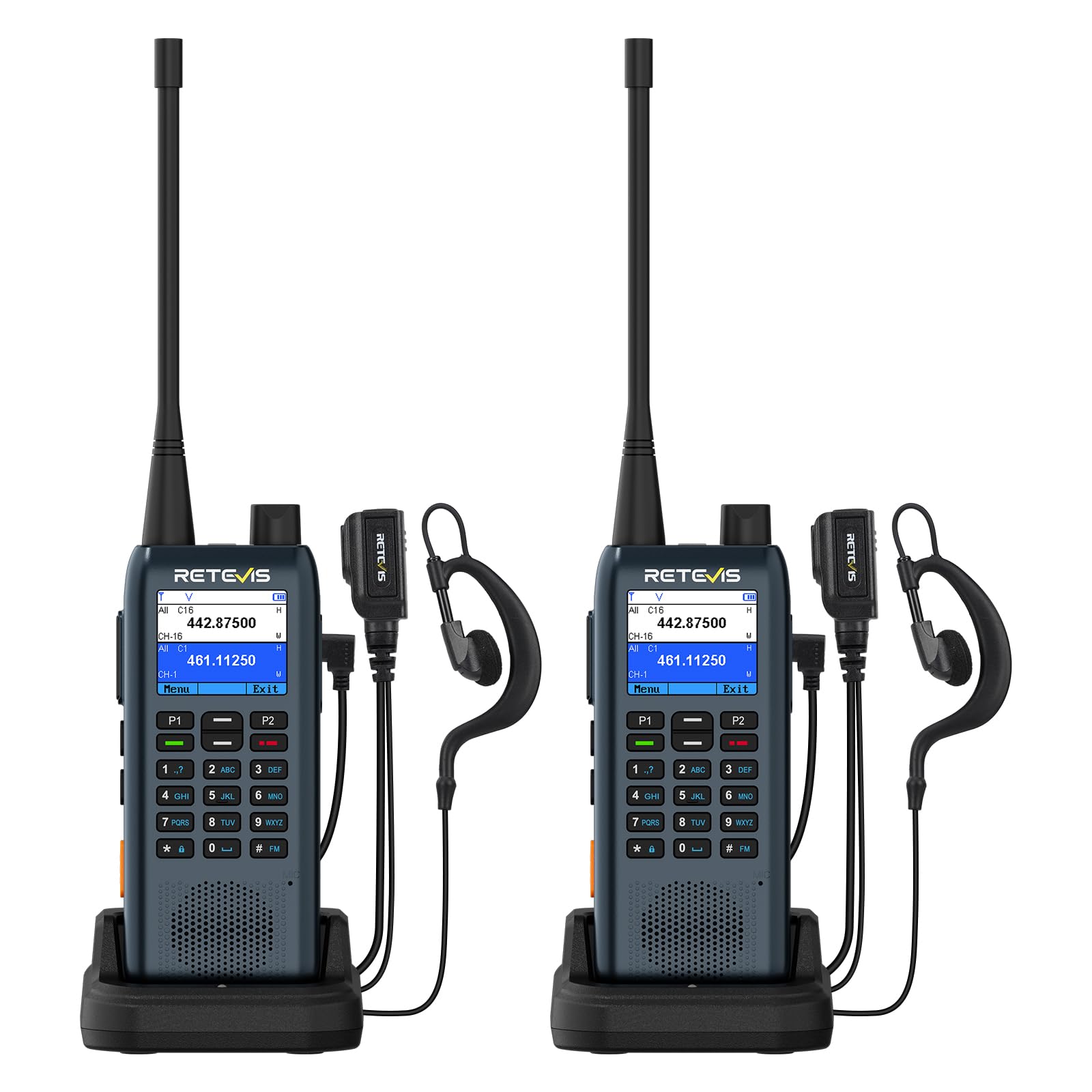 Retevis MateTalk C63 Krótkofalówki dla Dorosłych, System Dyspozytorski z Alarmem Wibracyjnym/Funkcją SMS, Wyświetlacz LCD, 3 Tryby Połączeń, Smukłe Krótkofalówki do Wież Biurowych (2 Opakowanie)