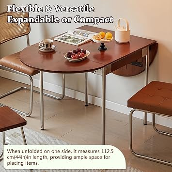 Folding Dining Table for 4-6,Modern Farmhouse Oval Dinner Tables,Multipose Expandable Kitchen Drop Leaf Table,Three Forms can be Converted,for Dining Room Kitchen Living Room