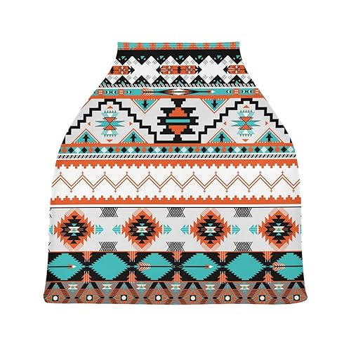 Miniatura 2 de MoonTour - Funda de lactancia con diseño geométrico étnico cheurón azteca para lactancia materna, funda elástica para asiento de coche para bebé