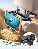Vista 2 de Lamicall Car Headrest Tablet Holder - [Lockable] [Thick Case Friendly] [Foldable Clip] Car Backseat Tablet Mount, Gifts Car Accessories for Kids