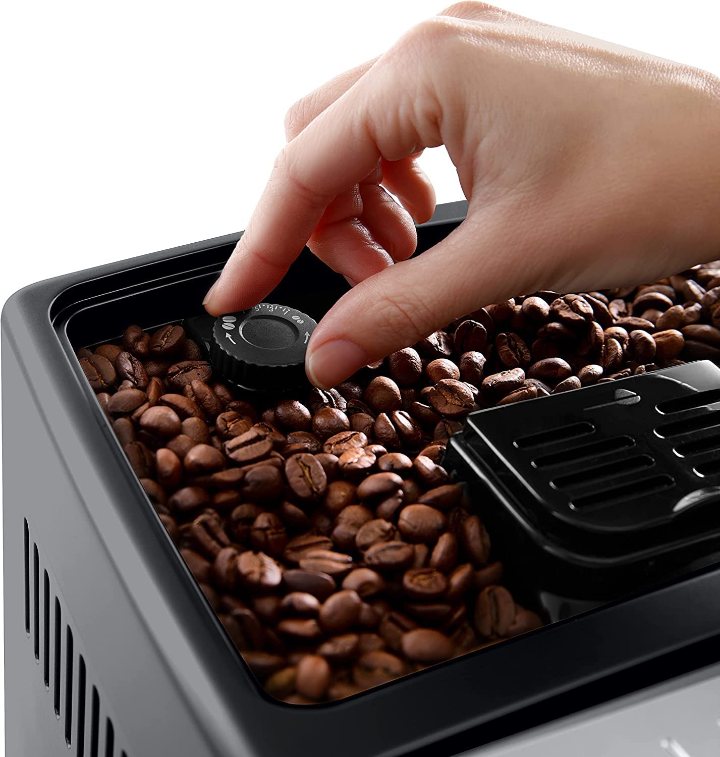 De'Longhi Dynamica Plus ECAM372.95.TB Ekspred do Kawy, Tytanowo Czarny, Automatyczny System Spieniania Mleka, Kolorowy Ekran Dotykowy, Szeroka Gama Napojów, Łatwa Personalizacja, Stalowy Młynek