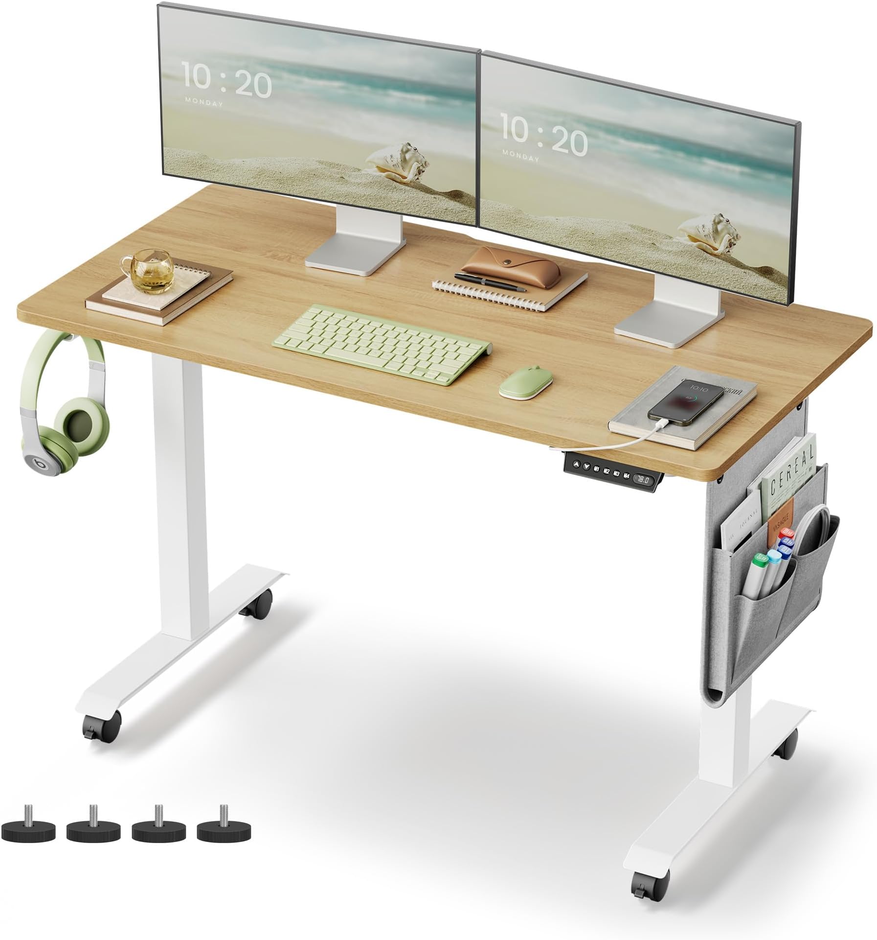 VASAGLE Elektrischer Höhenverstellbarer Schreibtisch Gestell - Memory-Funktion 72-120cm