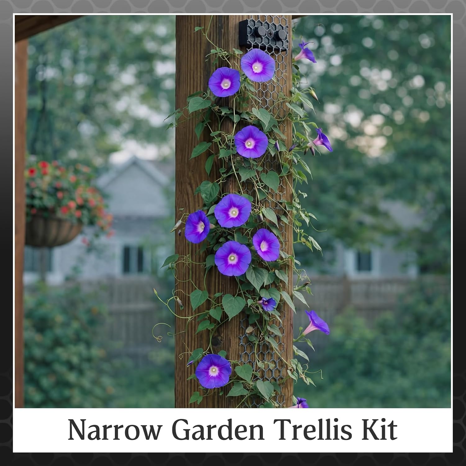 Nuanchu 2 Pack 118" x 4" Hdpe Vertical Garden Trellis with Wood Brackets for Clematis and Climbing Plants, Surface-Mount Trellis for Mailbox/Deck Posts and Narrow Spaces
