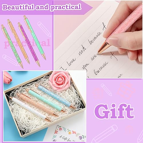 Miniatura 5 de BESARME 12 bolígrafos elegantes para mujer, bolígrafos con purpurina para niñas, regalos de cesta de Pascua, bolígrafos de diamantes de imitación