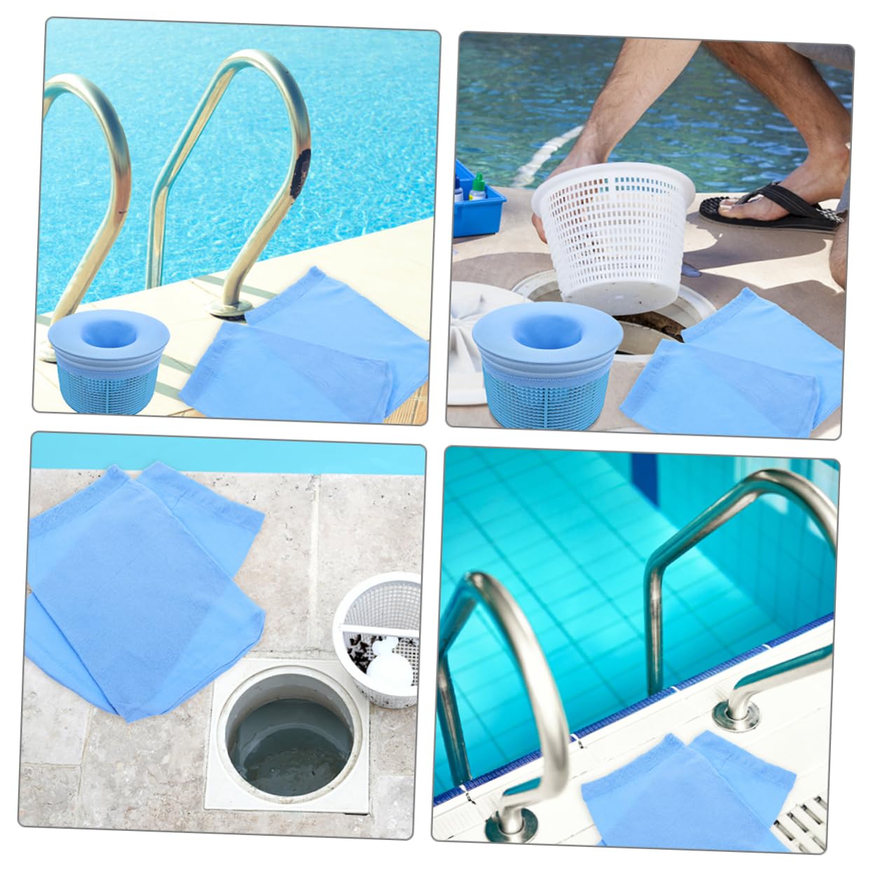 POPETPOP 3 Juegos Calcetín Cesta Skimmer Filtros De Esponja para Acuario Neto Frasco Cesta De Piscina Red Skimmer De Hojas De Piscina Escoba De Piscina Tanque Nylon Blue 25 Piezas * 3