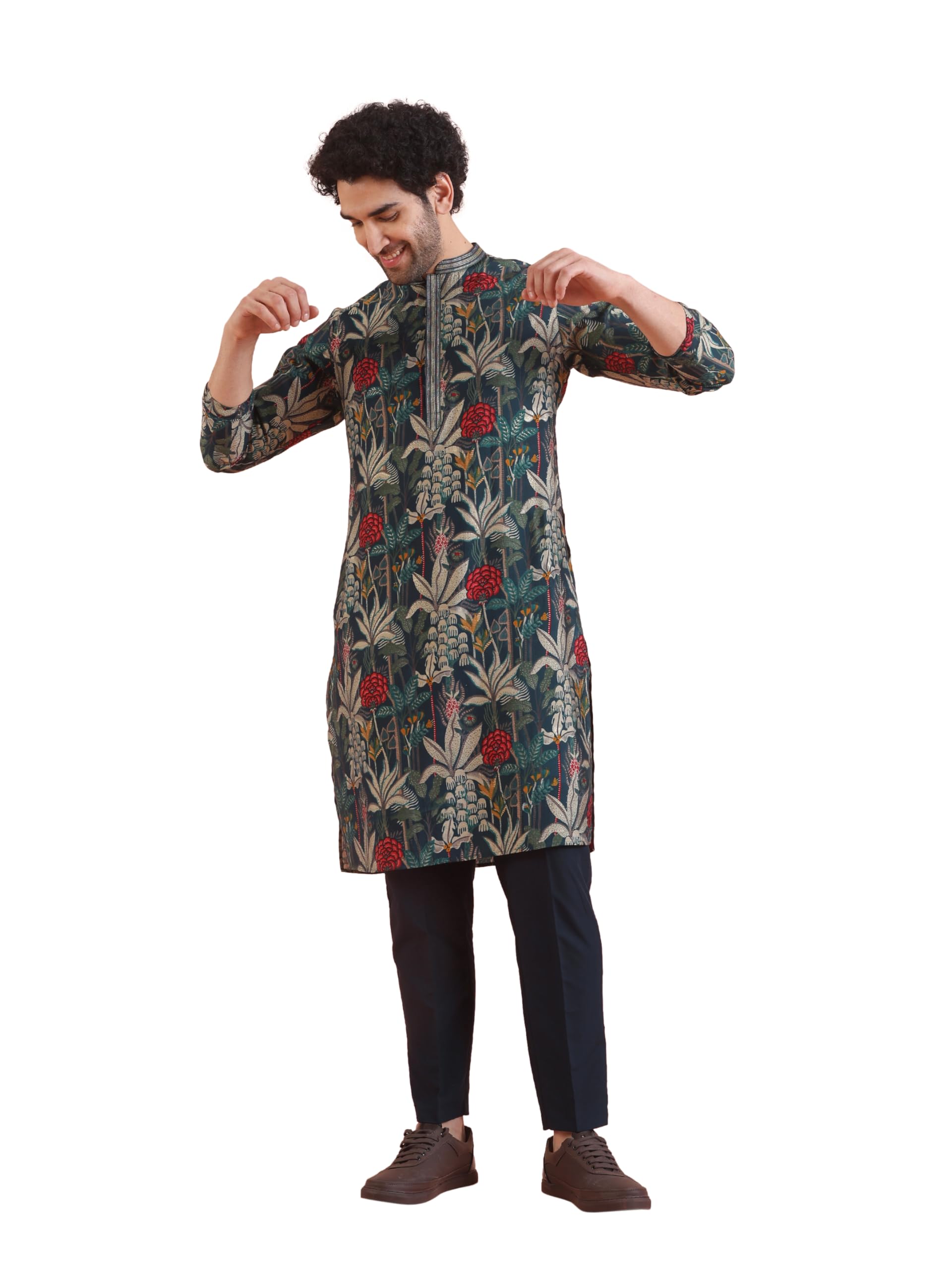 kisah Men's Cotton Blend Kurta Trouser Set-picture-42
