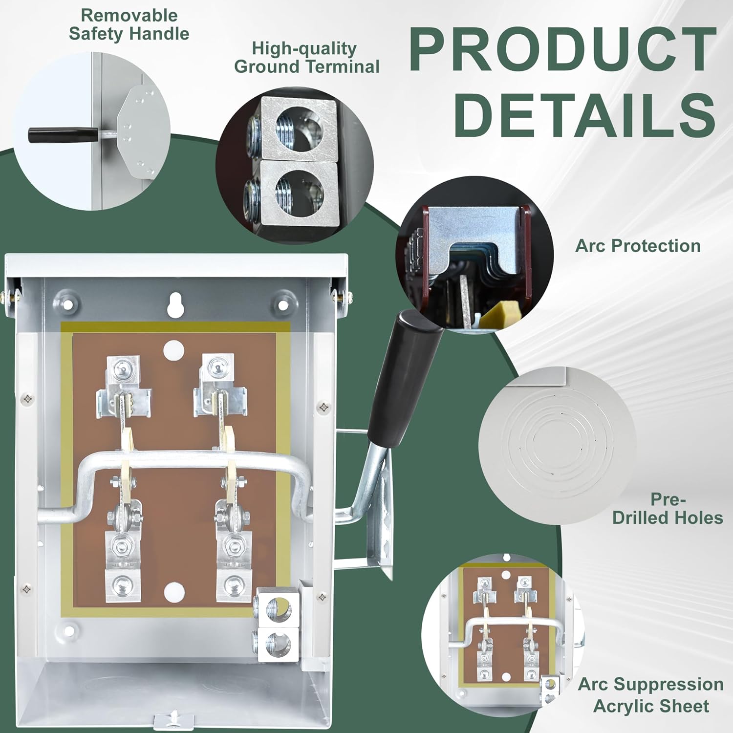 200 Amp General Safety Switch, 2 Pole Non-Fused AC Disconnect Switch Box, NEMA-3R Enclosure, Anti Corrosion and Rust Prevention with Ground Kit for Outdoor&Indoor (200A-2P)