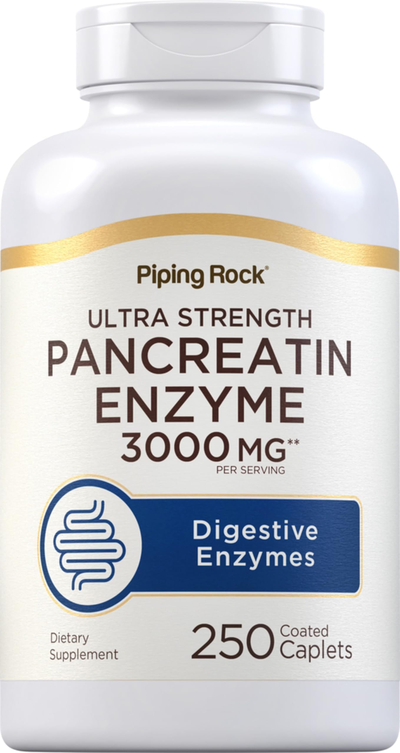 Piping Rock Pancreatin Digestive Enzymes | 250 Caplets | Ultra Strength | Non-GMO, Gluten Free Supplement