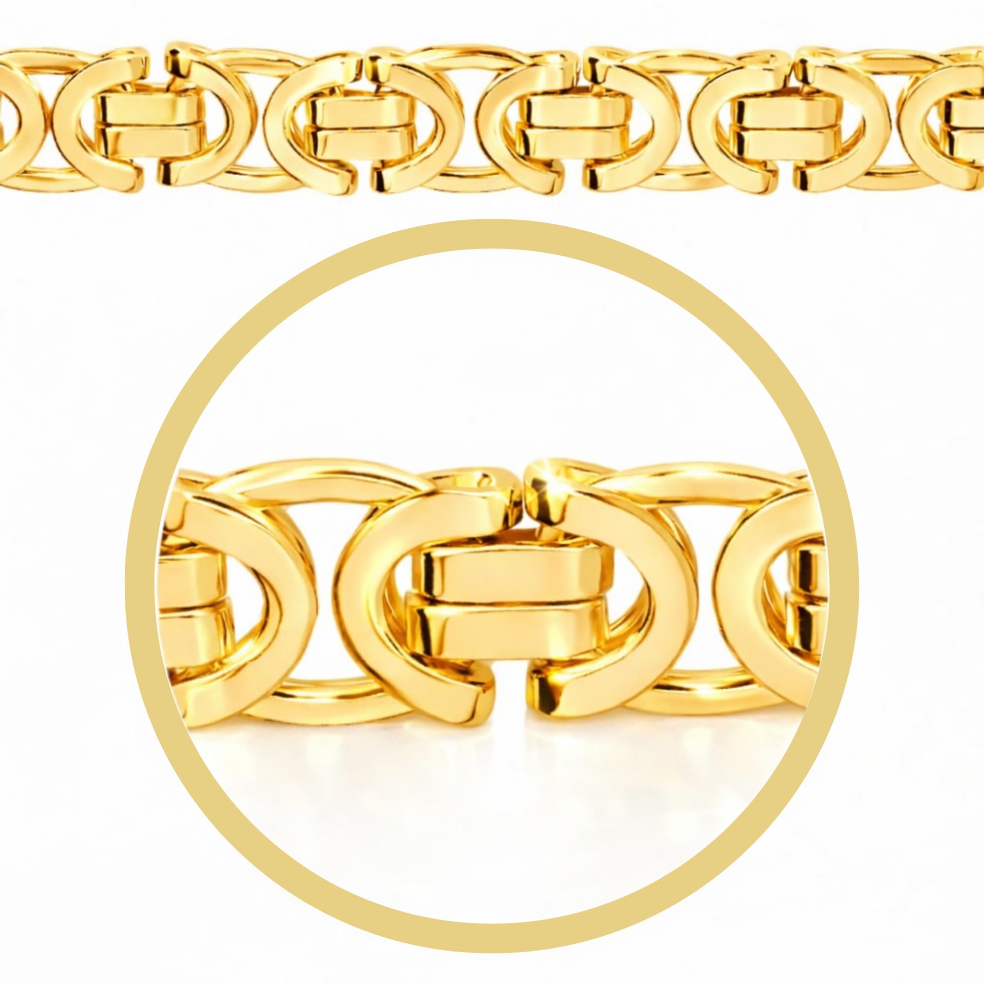 ZELYA vergoldete 925/585 14K, Herren Halskette 5 mm Etrusker Kette, luxuriöse Halskette Königskette, massive Schmuckkette königliche Kette lange 50 cm & Geschenkbox