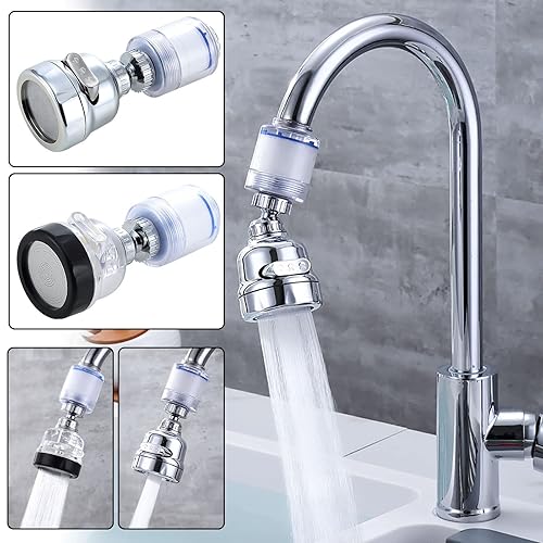 Miniatura 2 de Filtro de agua para grifo con filtro de salpicaduras, filtro de fregadero presurizado universal para el hogar, cocina, baño, lavado diario (plateado)