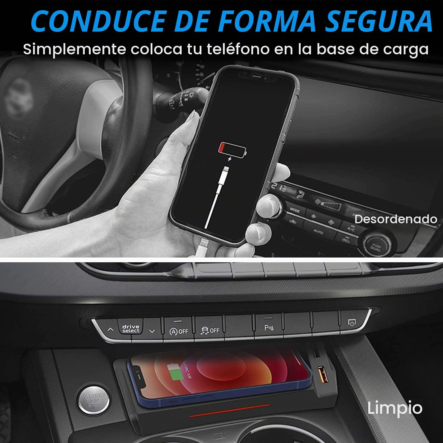 Cargador Inalámbrico Coche para Audi A4 S4 RS4 A5 S5 RS5 2017-2022, 15W Qi Carga Rápida Auto Teléfono Cargador para Audi B9 A4 A5 Sedan/Allroad/Quattro/Coupe/Sportback/Cabriolet Accesorio