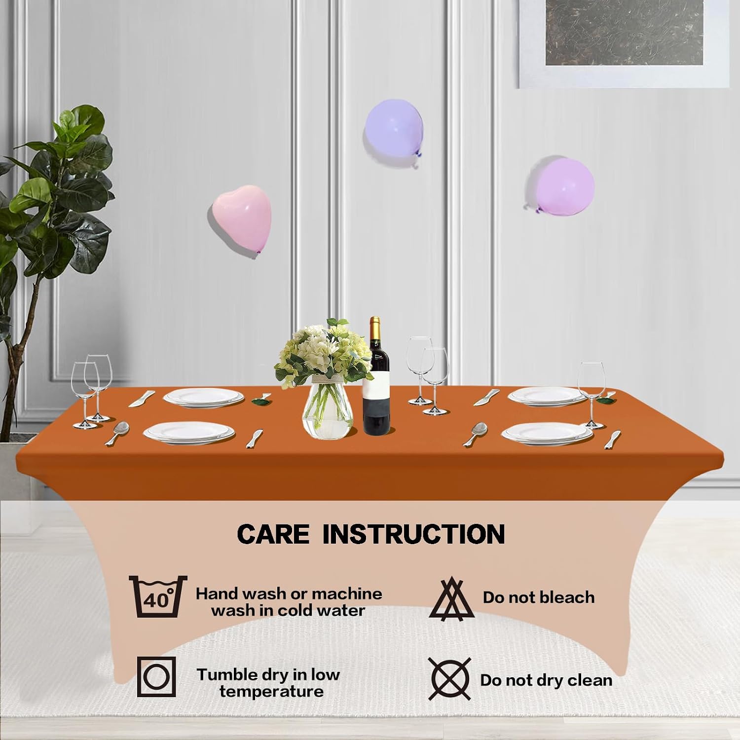 IVAPUPU 2 Pack 6FT Table Cloth for Rectangular Fitted Events Stretch Caramel Table Covers Washable Spandex Tablecloth Protector for Party, Wedding, Cocktail, Banquet, Festival thumbnail
