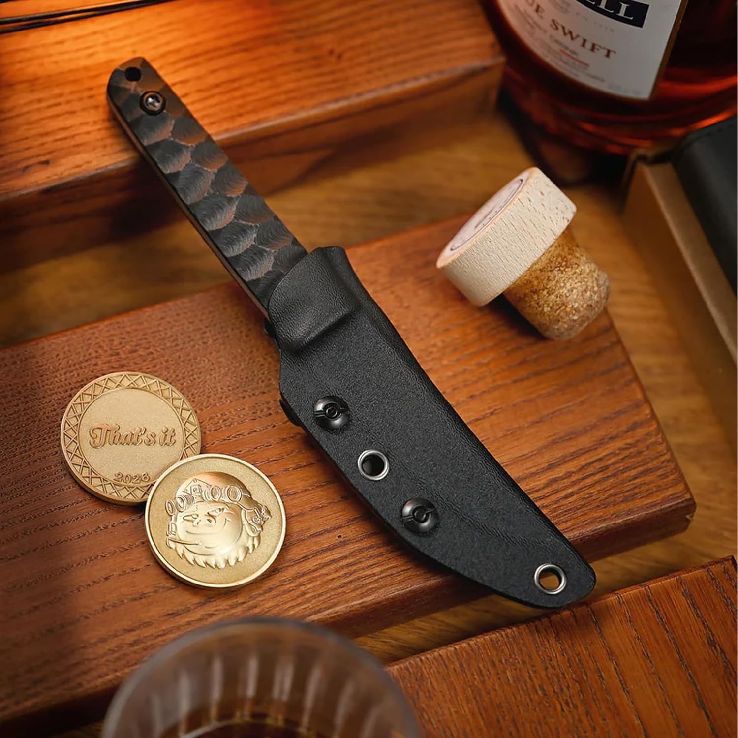 Fixed Blade Knife CHOP MINI Fixed Knife 3.39” Japanese Tanto Style, SLD-Magic Steel with Micarta Handle Small Fixed Blade for EDC, Camping, Hunting, Survival with K-Sheath (Black)