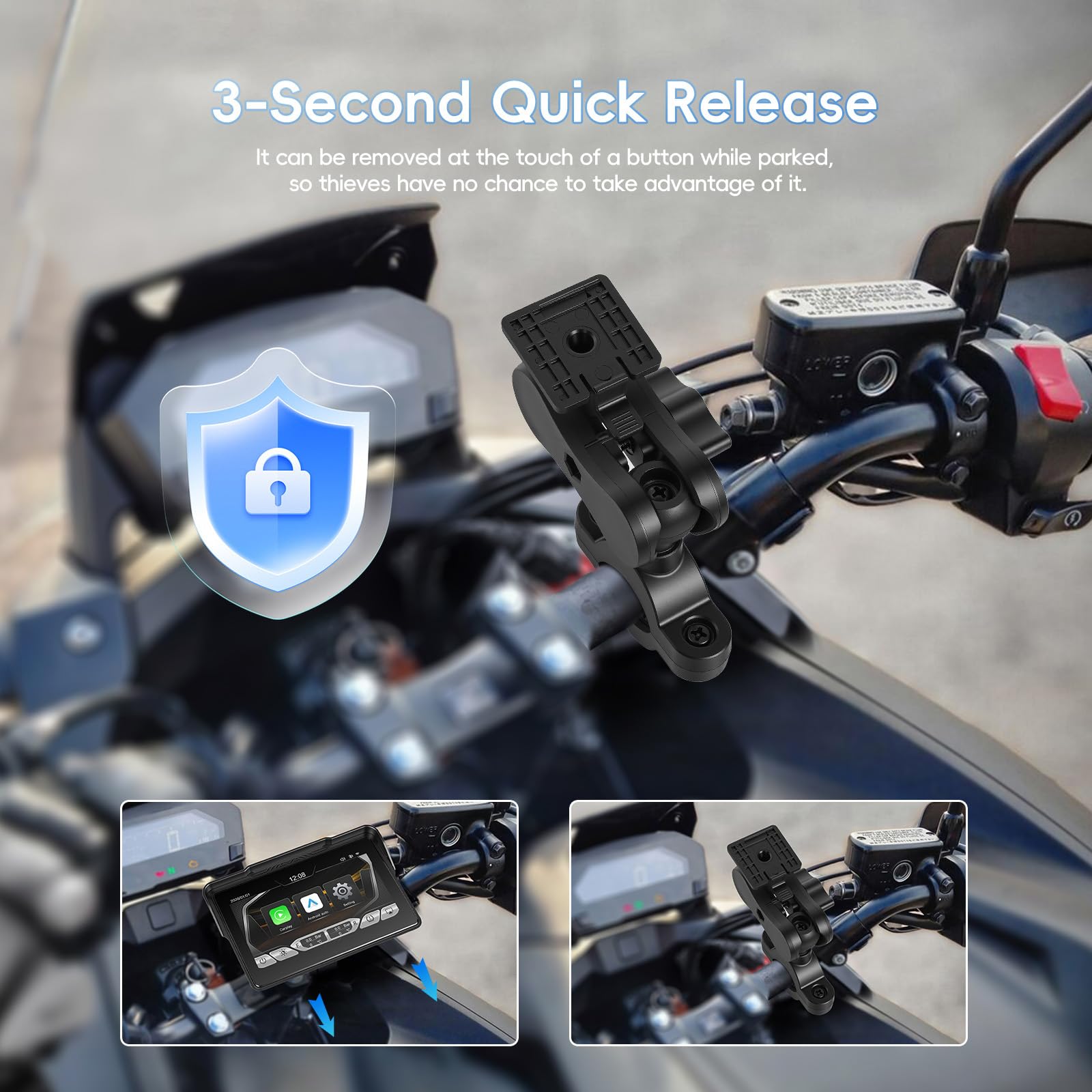[2026] CAMECHO Senza Fili Carplay per Moto, 7 Pollici HD Schermo IP67 Impermeabile Navigatore con Touchscreen, Android Auto Bluetooth Airplay Android Cast, Supporto Siri/G-oogle Assistant