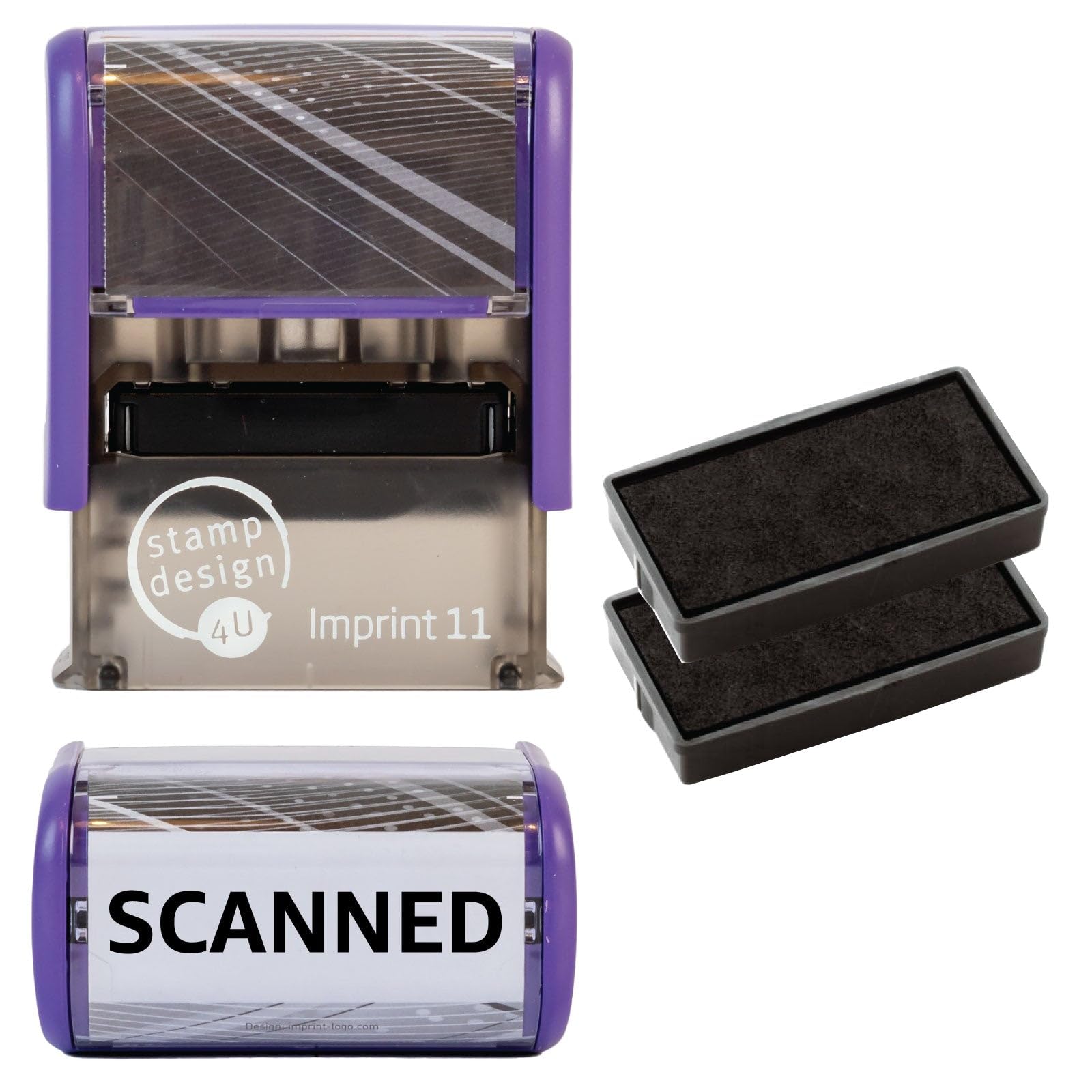 Scanned Self Inking Rubber Stamp for Stamping Your Scanned Documents - Black Scanned Stamp with 2 Extra Inkpad