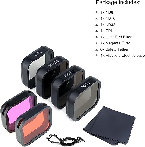 Miniatura 9 de GEPULY Juego de 6 filtros de lente de cámara para GoPro Hero7 6 5 negro 2018, filtros 3ND (ND8ND16ND32), filtro CPL, filtros rojo claromagenta,
