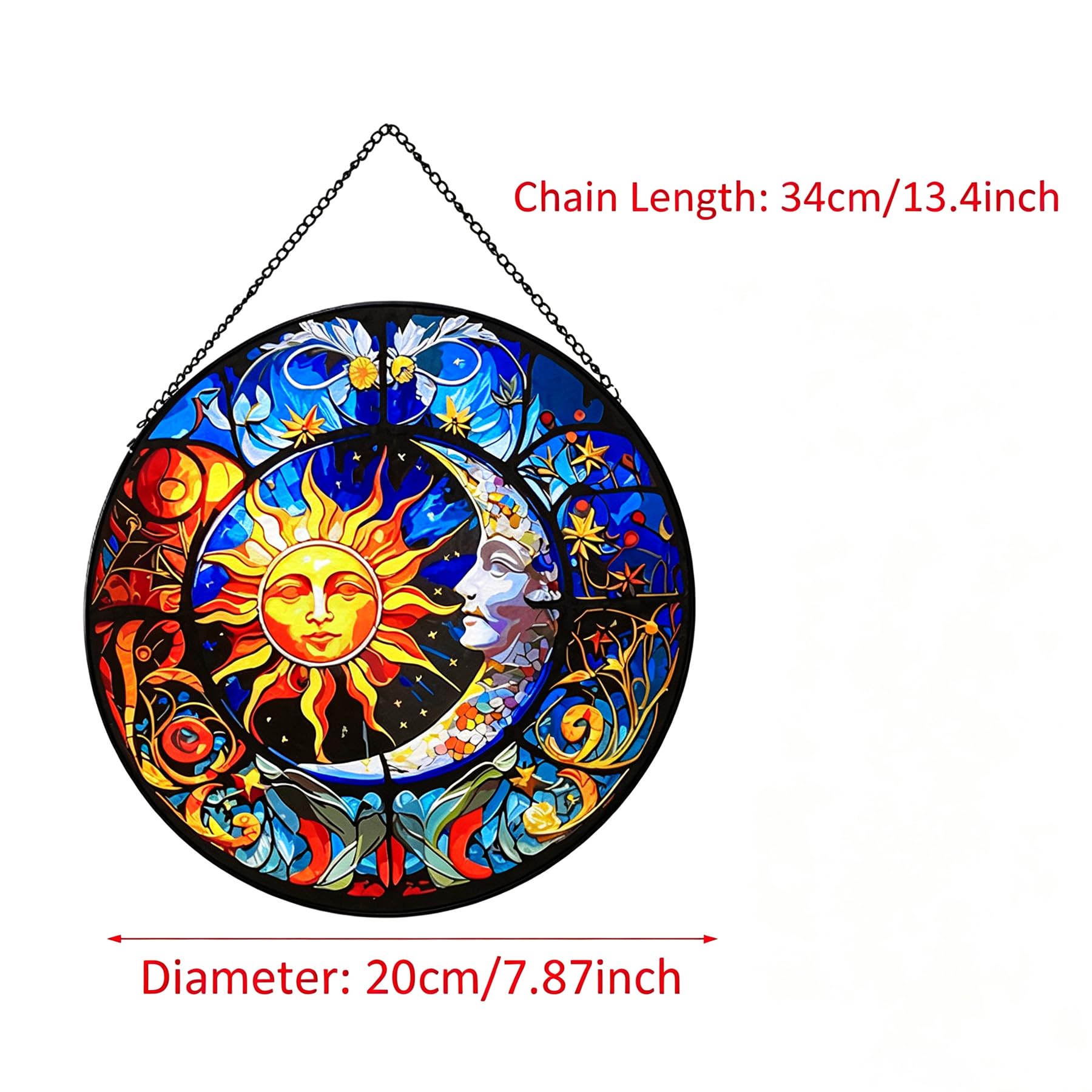 Amazon.co.jp: Payutou 窓用ステンドグラス 20cm/7.87インチ 太陽と月