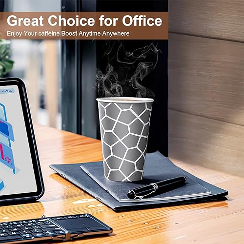 Miniatura 4 de Vasos de papel de 12 onzas, 240 unidades, tazas de café desechables, vasos para bebidas calientesfrías para agua, café, té, jugo