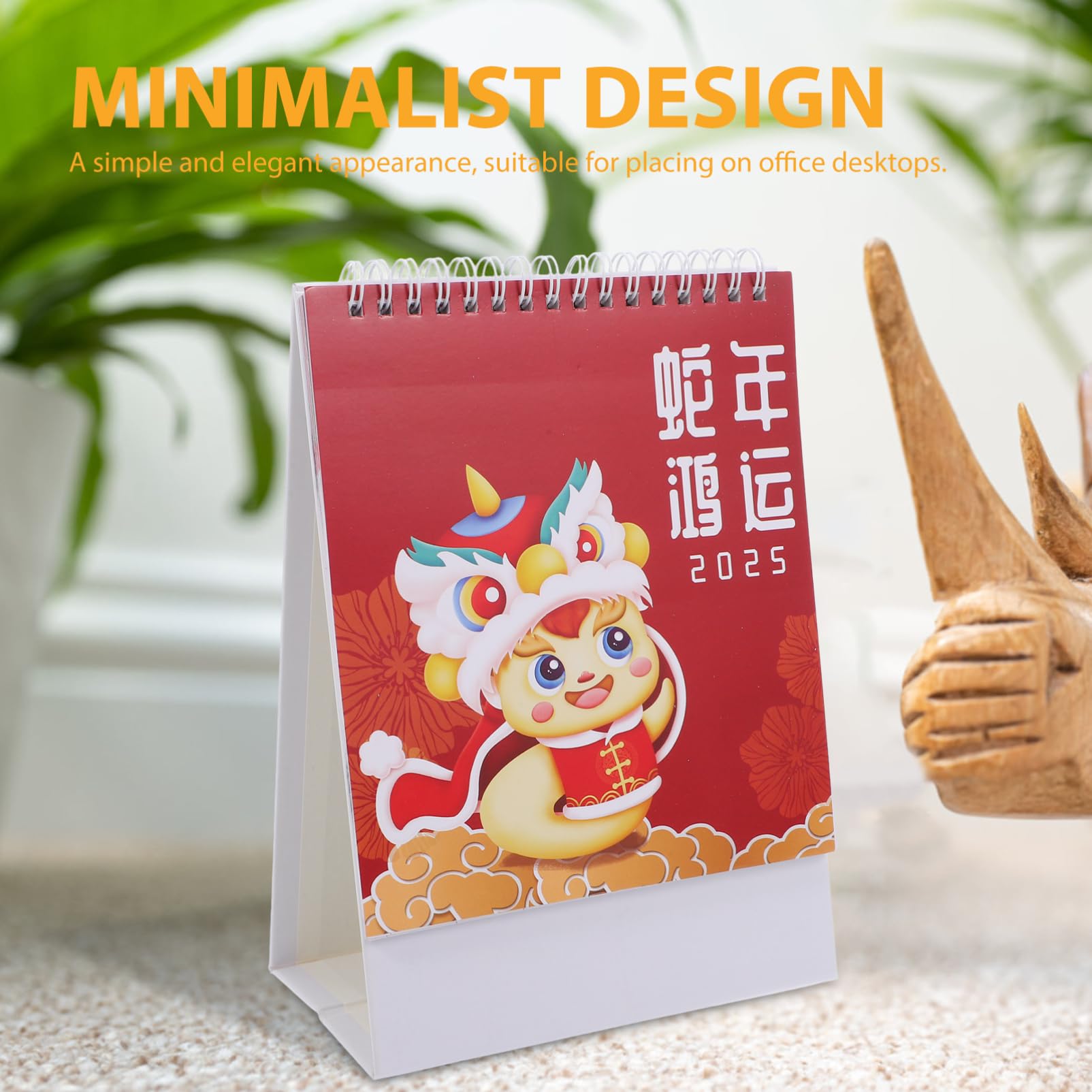 TOPBATHY 5 Stück Tischkalender 2025 Stehend Flip-Desktop-Kalender Spiralbindung Kalender Jahreskalender Tischkalender Büro (Glücksschlangen-Stil)