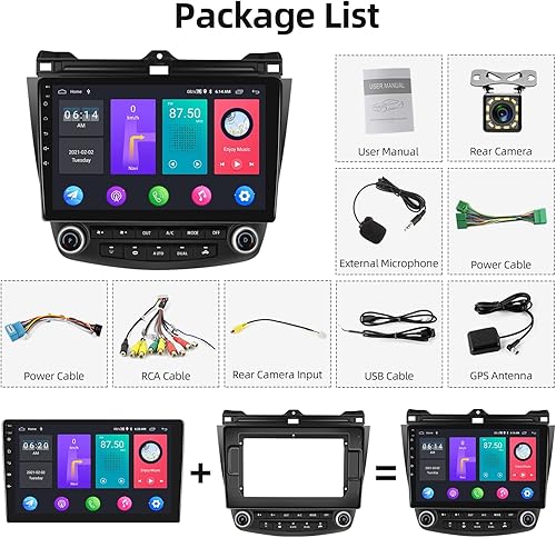 Miniatura 7 de Podofo Estéreo de coche Android 13 para Honda Accord 7th 2003 2004 2005 2006 2007 con navegación GPS, pantalla táctil de 10.1 pulgadas estéreo de