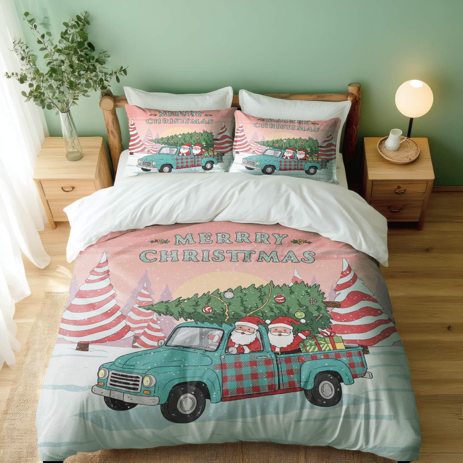 Parure de lit avec housse de couette Noël pour cadeau de fêtes