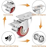 3 Inch Industrial Heavy Duty Swivel Caster Wheels with Brake,Set of 4 Safety Locking Casters,Load 1600lbs,Premium Polyurethane Wheels for Table, Trailer, Saw Table, Stage Toolbox, Bed, Corn Board