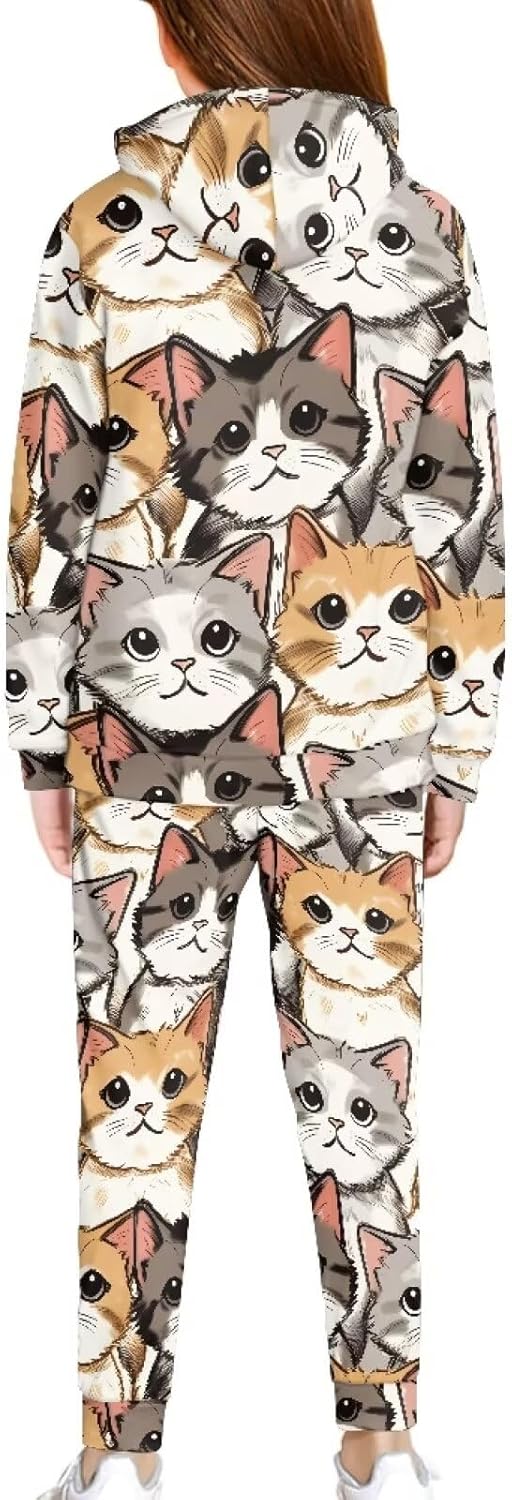 Girl Sweatsuit Long Pants sets Back to School Twin Set Casual Clothing Sets Fall Sport Jogger Set 5-12 Years