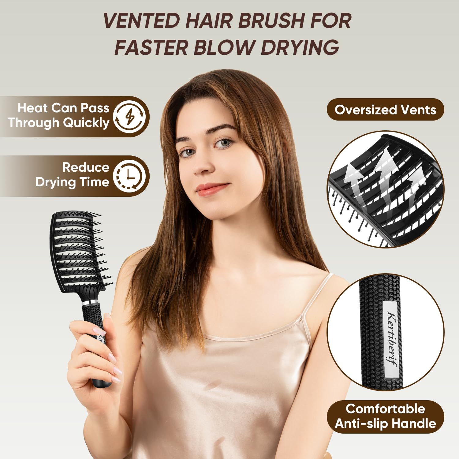 Haarbürsten für schnelleres Föhnen, gebogene belüftete Haarbürste für Damen, Herren, Kinder, professionelle Entwirrungsbürste für trockenes, nasses, dickes, lockiges, glattes Haar (2 Stück,