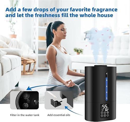 Miniatura 8 de Humidificadores de 5.2L para dormitorio, habitación grande, hogar, humidificadores frescos y cálidos para plantas, humidificadores de escritorio de