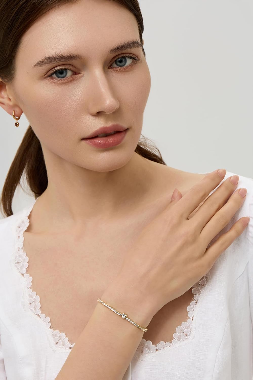 14K Gold Filled Tennis Bracelets for Women - Simulated Diamonds Bezel Gold Bracelet Cubic Zirconia Stones Baguette Cut Round Pear Heart Statement, Gift for Women - Image 5