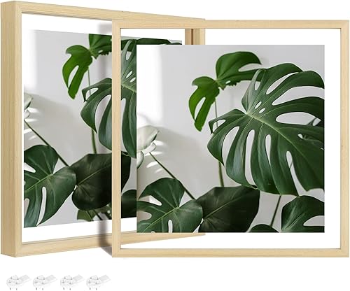 Miniatura 81 de Egofine Juego de 2 marcos flotantes de 8 x 10 pulgadas, marco de fotos de plexiglás doble, hecho de madera maciza, fotos de cualquier tamaño de