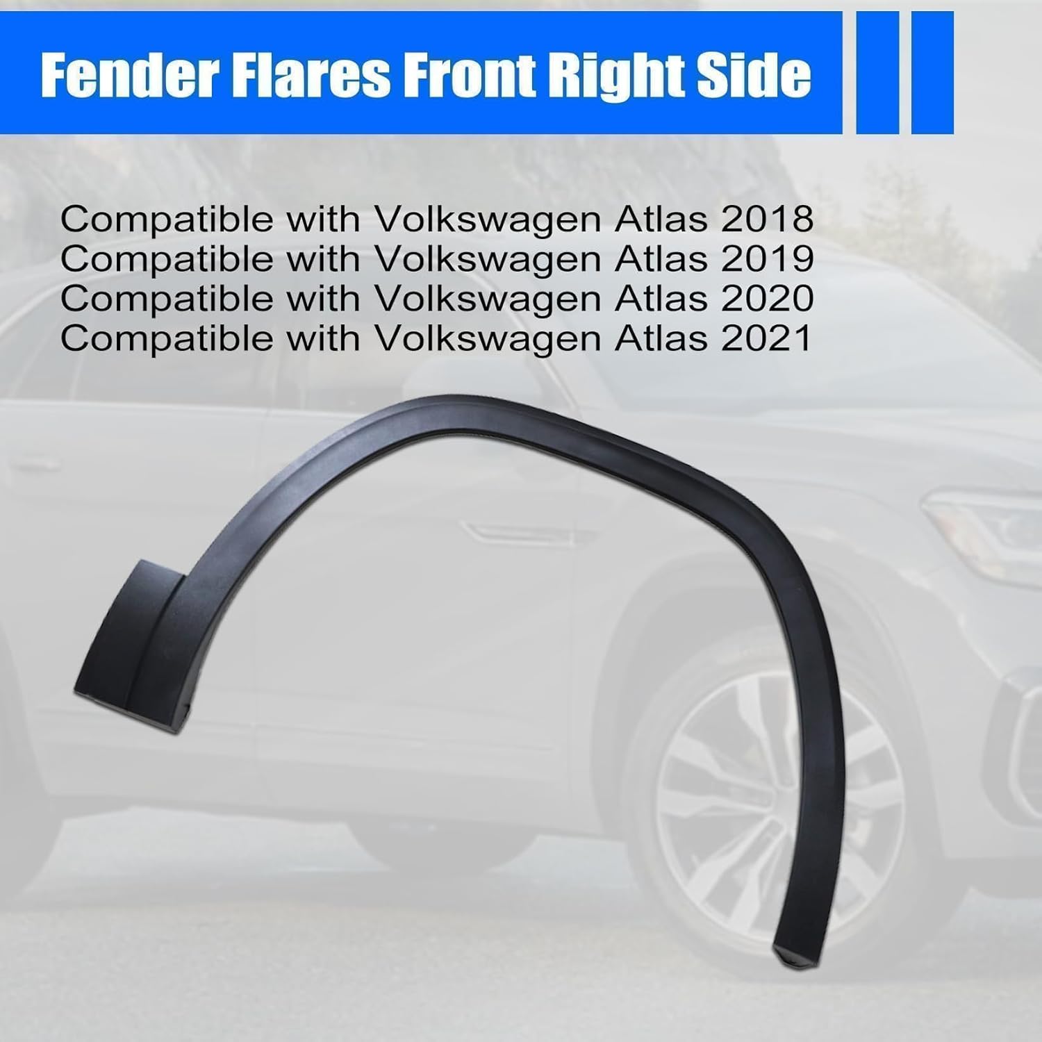 NLQR 3CN853718B9B9 Black Side Front Right Fender Molding Trim Wheel Arch Cover, Fit for Volkswagen Atlas 2018 2019 2020 2021