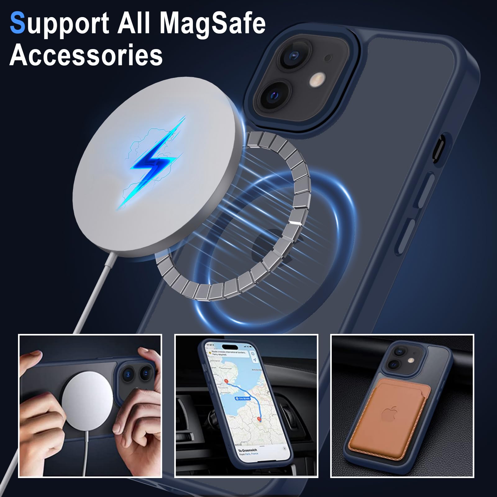 XTCASE Cover Magnetica per iPhone 12 Mini [Compatibile con MagSafe], Custodia Traslucida Opaca Posteriore Resistente ai Graffi TPU Bumper Antiurto Sottile Protettiva Case, Blu